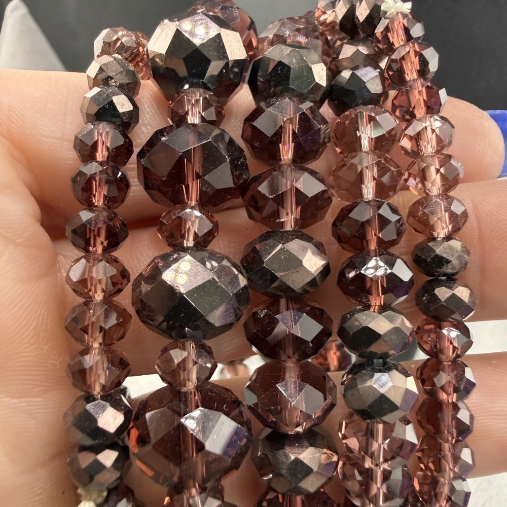 Bracelet Purple Faceted Glass Stretch Lot of 5 7"
